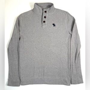 ABERCROMBIE KIDS Boys Mock Neck Quarter Button Pullover 13-14‎ Gray Preppy